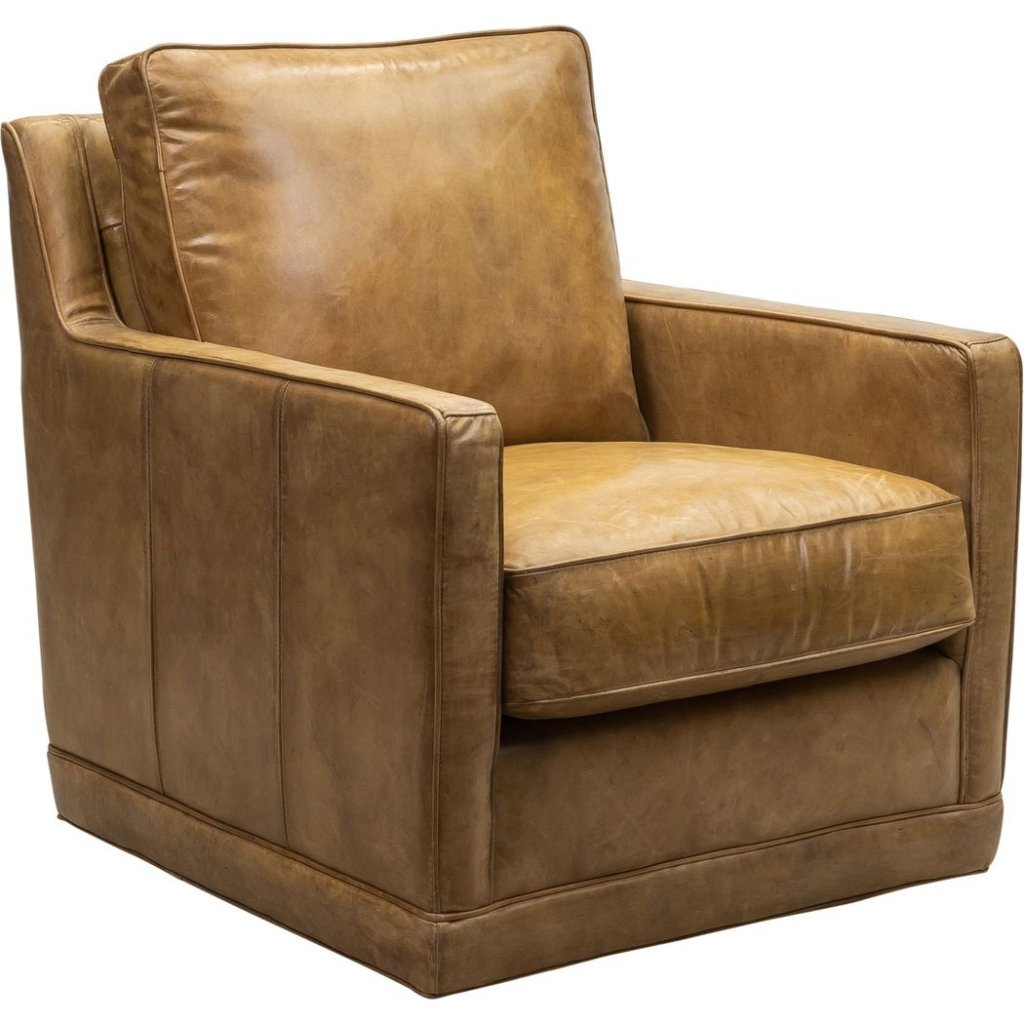 Josie Leather Modern Comfort Swivel Chair - LOOMLAN - Olivia + Quinn - Club Chairs