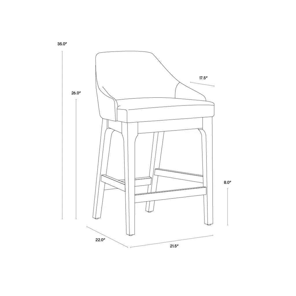 Kace Leather Counter Stool - LOOMLAN - Counter Stools