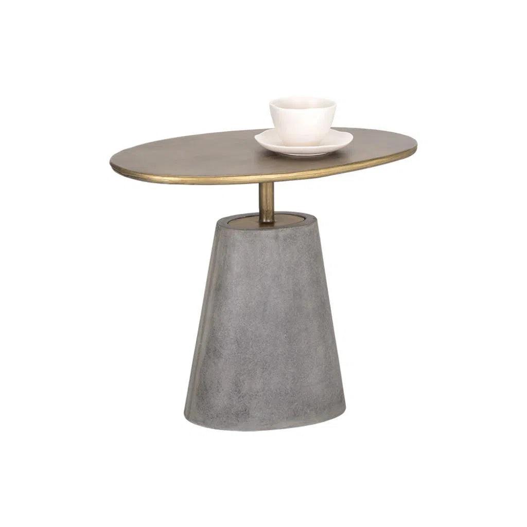 Kadin Concrete Based Steel Oval Side Table - LOOMLAN - Outdoor Side Tables