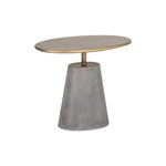 Kadin Concrete Based Steel Oval Side Table - LOOMLAN - Outdoor Side Tables