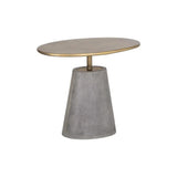 Kadin Concrete Based Steel Oval Side Table - LOOMLAN - SUNPAN - Outdoor Side Tables