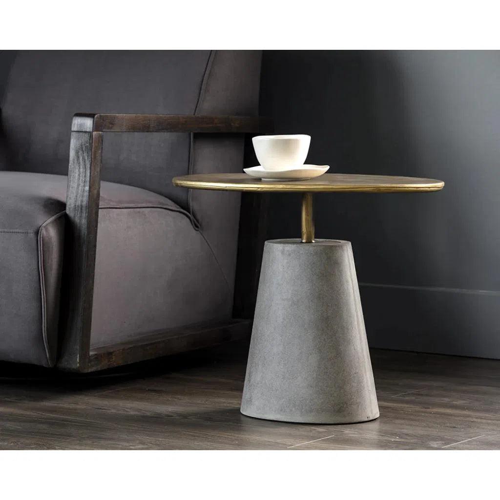 Kadin Concrete Based Steel Oval Side Table - LOOMLAN - Outdoor Side Tables