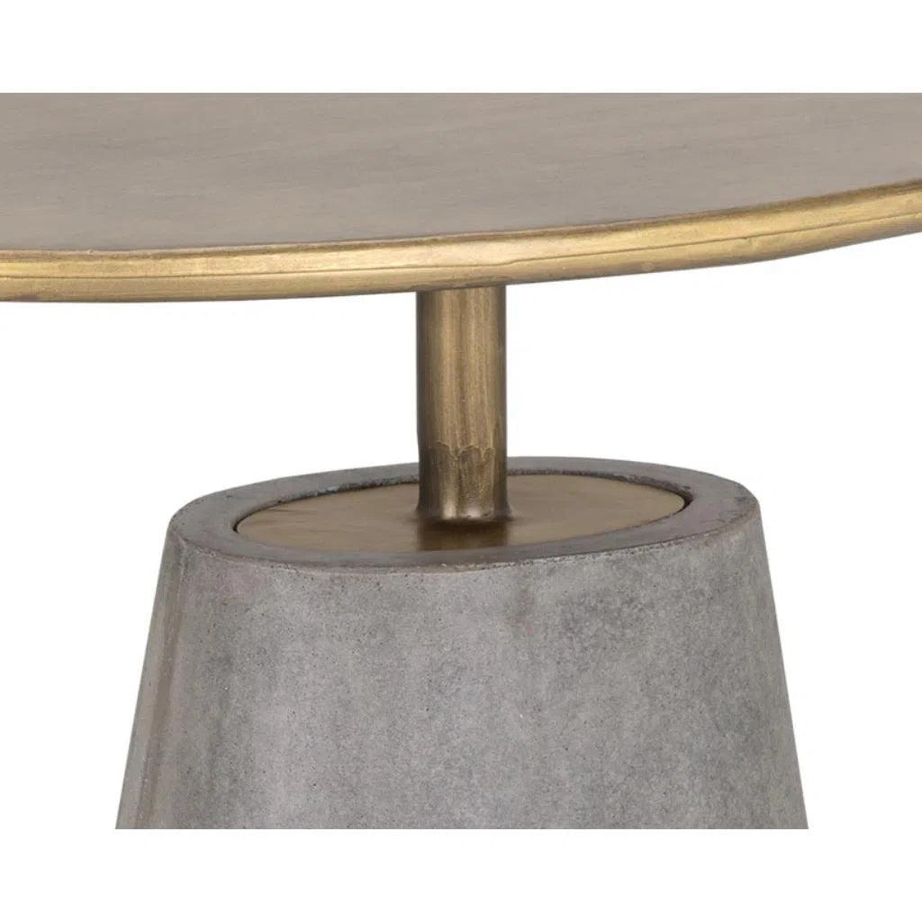 Kadin Concrete Based Steel Oval Side Table - LOOMLAN - Outdoor Side Tables