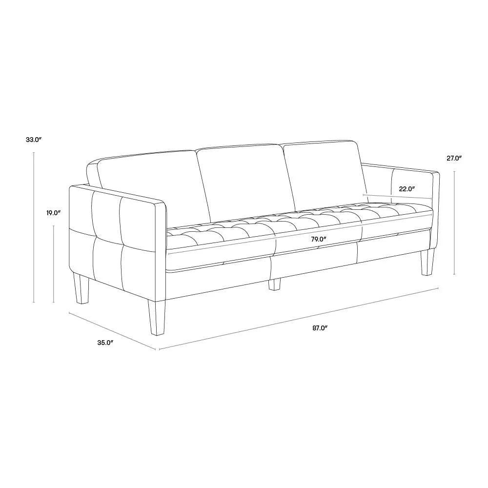 Karmelo Sofa Cognac Leather Mid - Century - LOOMLAN - SUNPAN - Sofas & Loveseats