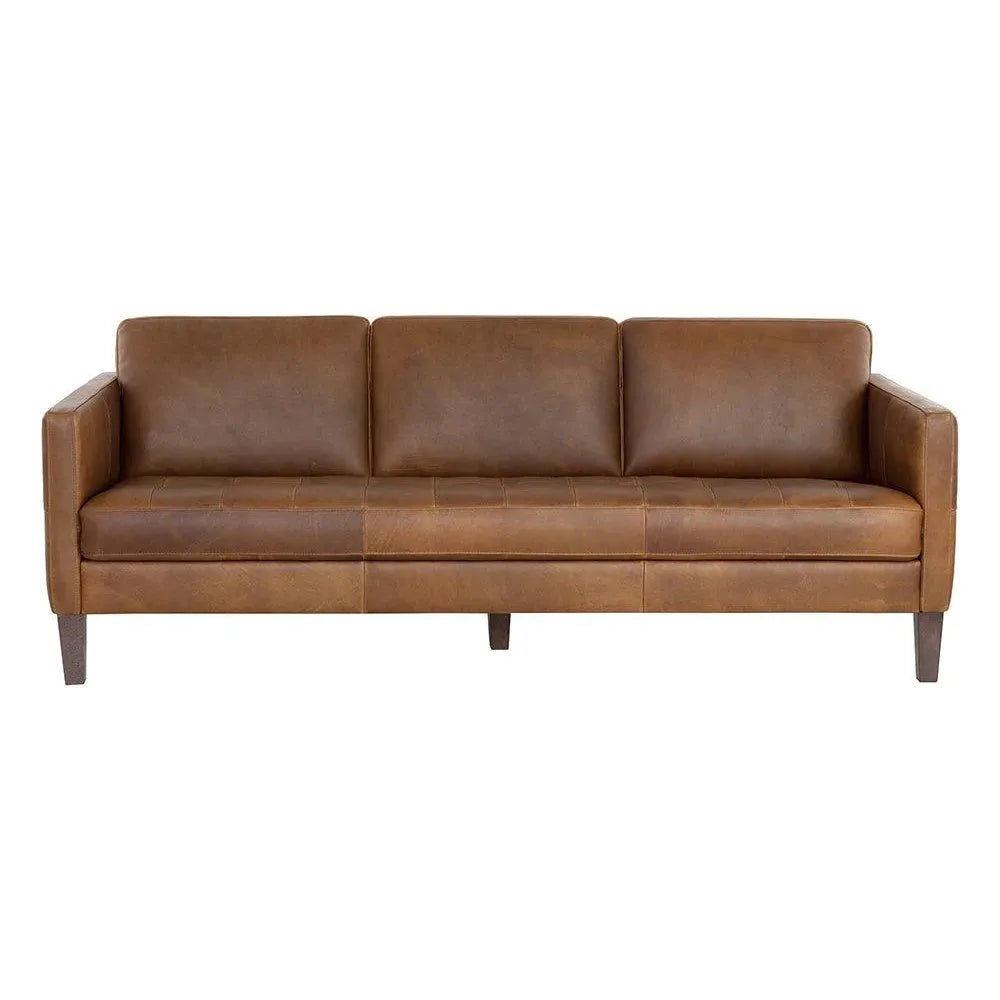 Karmelo Sofa Cognac Leather Mid - Century - LOOMLAN - SUNPAN - Sofas & Loveseats