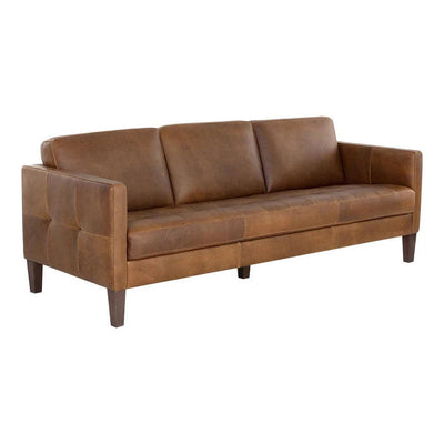 Karmelo Sofa Cognac Leather Mid - Century - LOOMLAN - SUNPAN - Sofas & Loveseats