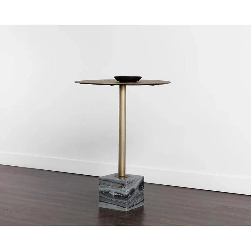 Kata Marble Based Iron Round Bar Table - LOOMLAN - Bar Tables