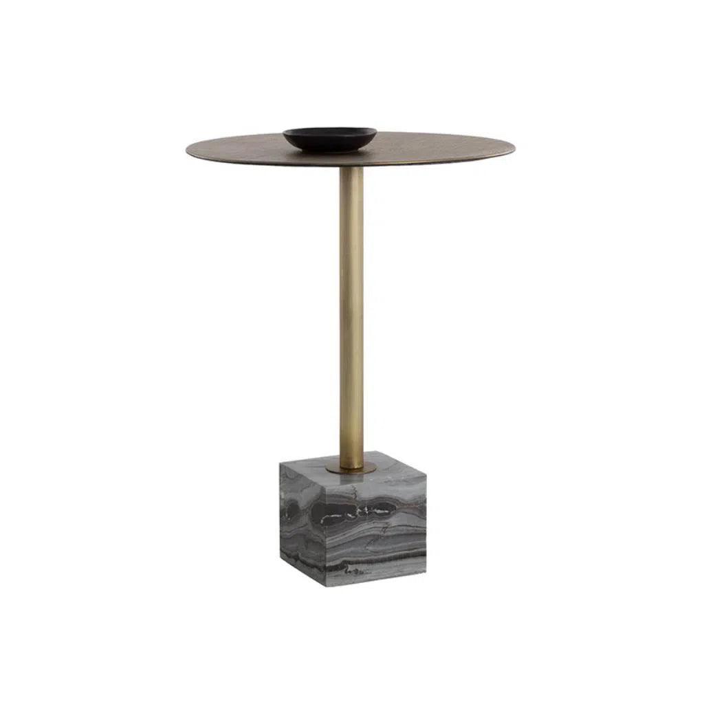 Kata Marble Based Iron Round Bar Table - LOOMLAN - Bar Tables