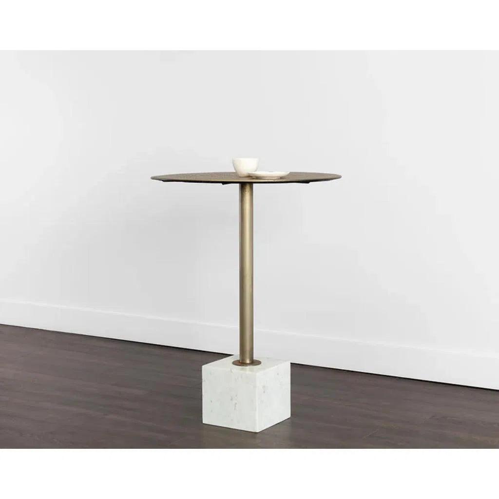 Kata Marble Based Iron Round Bar Table - LOOMLAN - Bar Tables