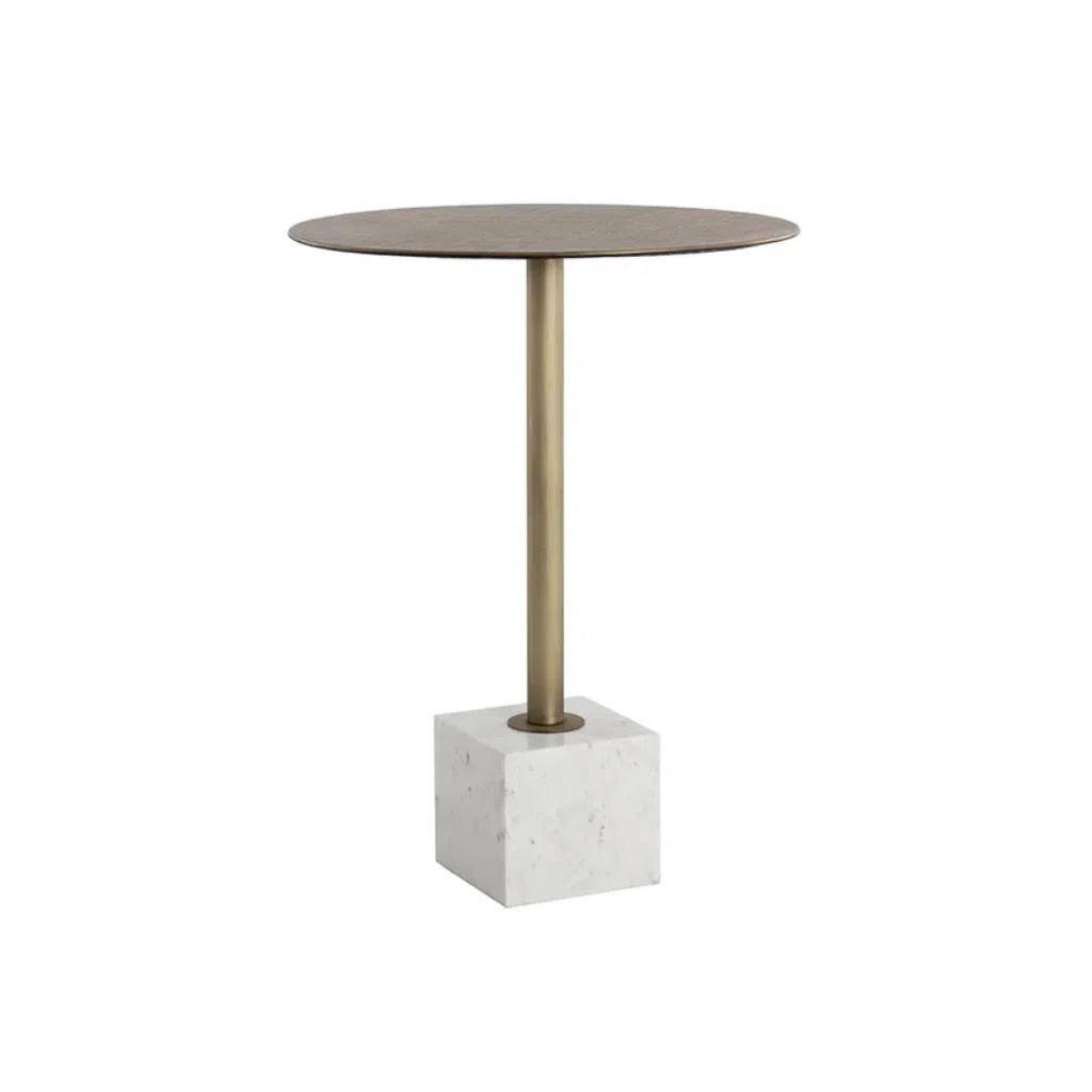 Kata Marble Based Iron Round Bar Table - LOOMLAN - Bar Tables