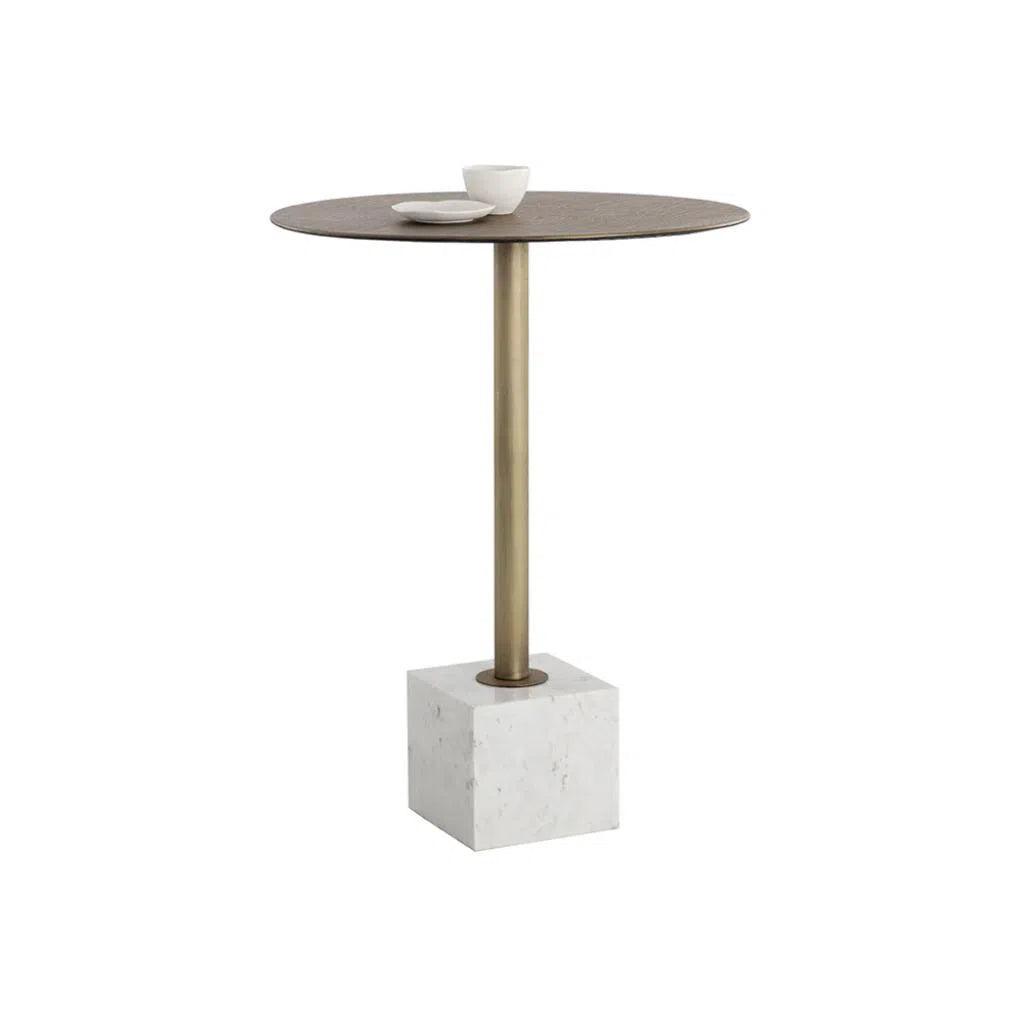 Kata Marble Based Iron Round Bar Table - LOOMLAN - Bar Tables