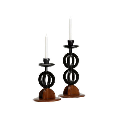 Kate Modern Wooden Candleholder (Set Of 2) - LOOMLAN - Wildwood - Candle Holders