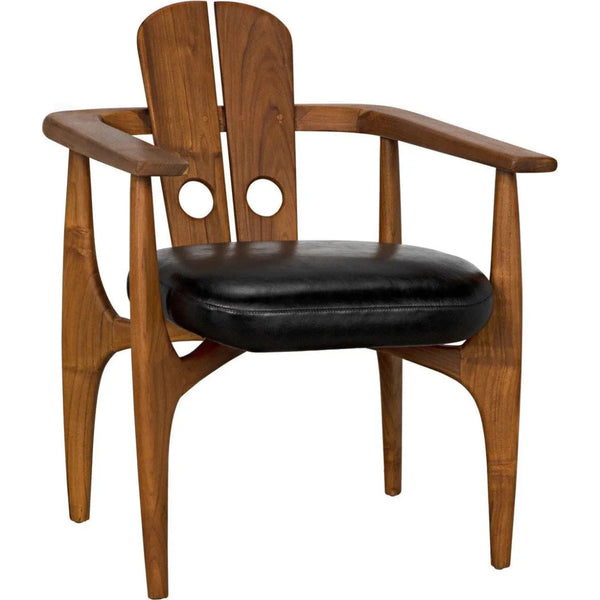Kato Chair, Teak with Leather - LOOMLAN - Noir - Dining Chairs