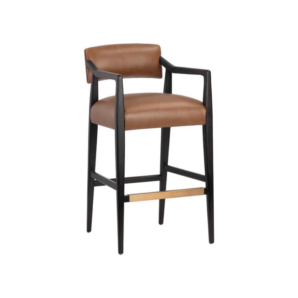 Keagan Leather Barstool - LOOMLAN - Bar Stools