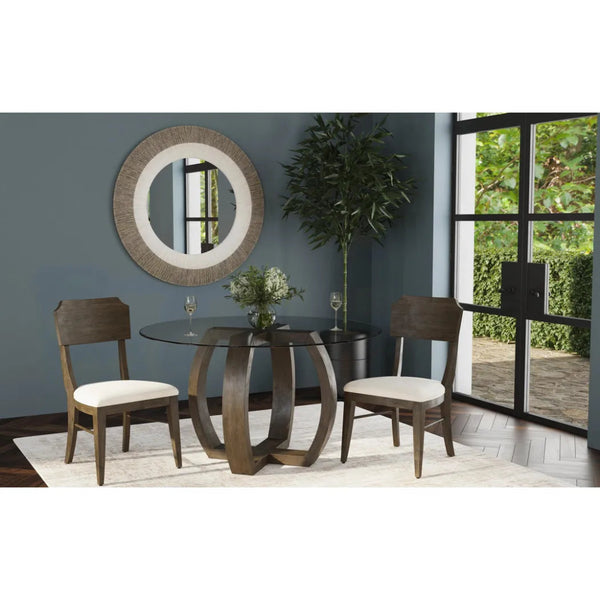 Kellan Rubber Wood & Glass Black Round Dining Table - LOOMLAN - Bassett Mirror - Dining Tables