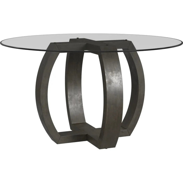 Kellan Rubber Wood & Glass Black Round Dining Table - LOOMLAN - Bassett Mirror - Dining Tables