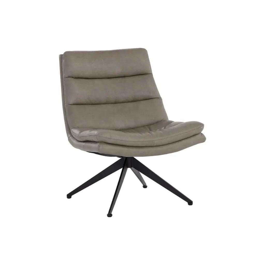 Keller Leather Swivel Lounge Chair - LOOMLAN - Accent Chairs