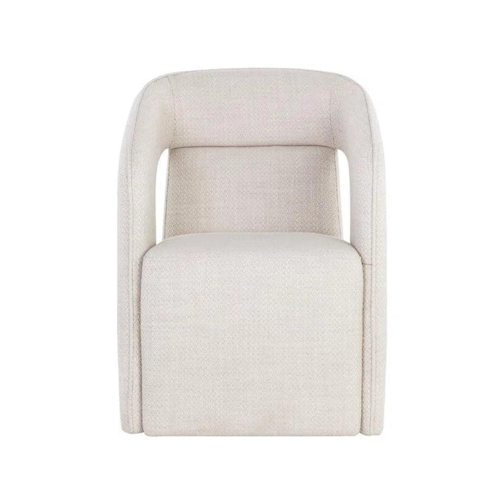 Kendrick Fabric Wheeled Dining Armchair - LOOMLAN - Dining Chairs