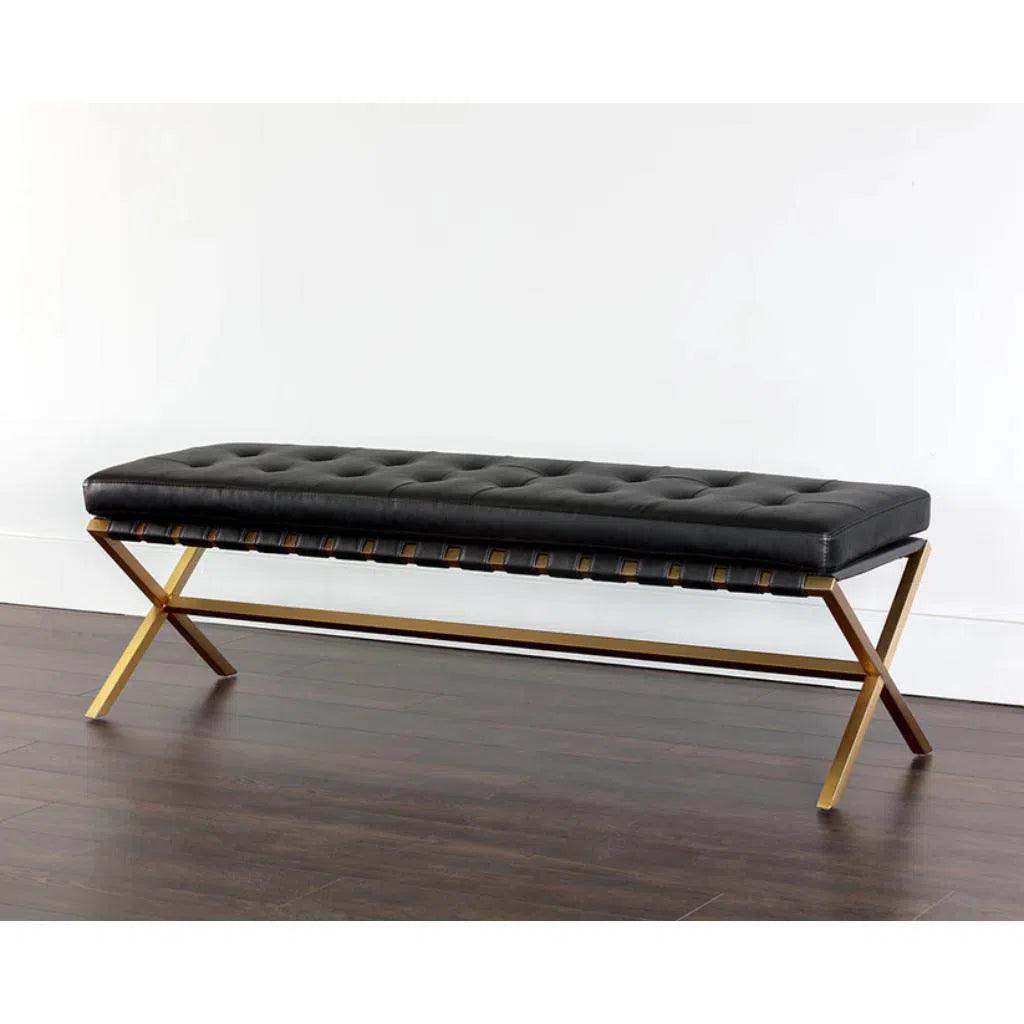 Kenji Leather Small Backless Bedroom Bench - LOOMLAN - Bedroom Benches