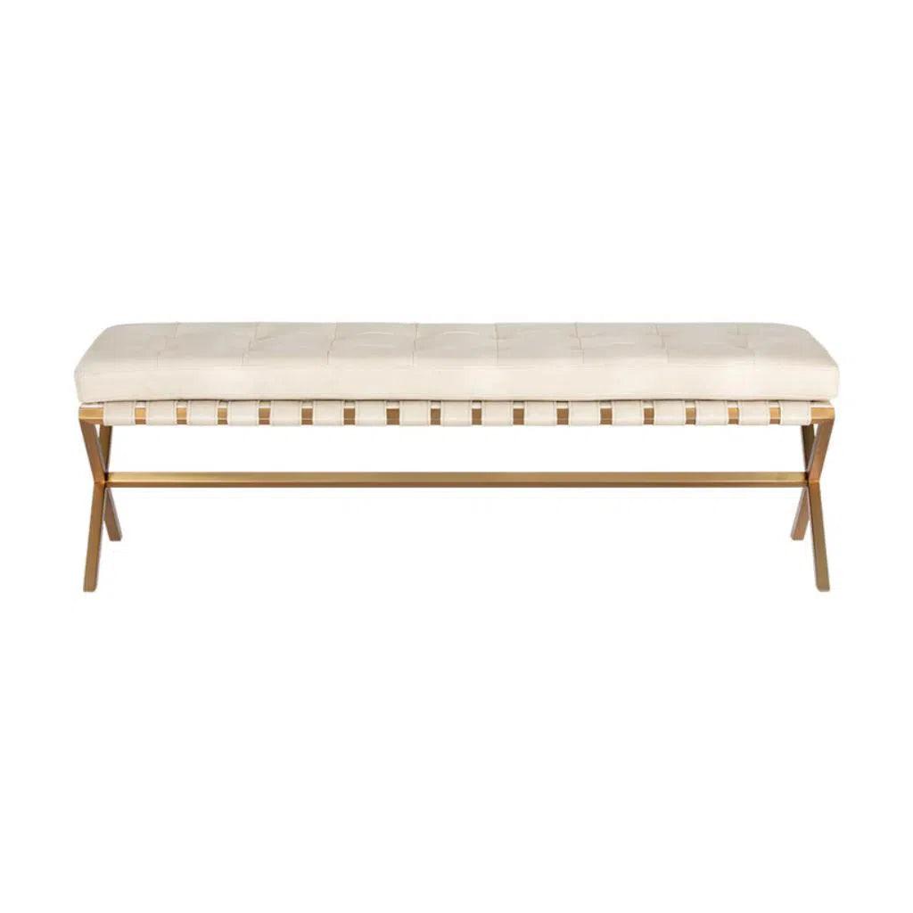 Kenji Leather Small Backless Bedroom Bench - LOOMLAN - Bedroom Benches