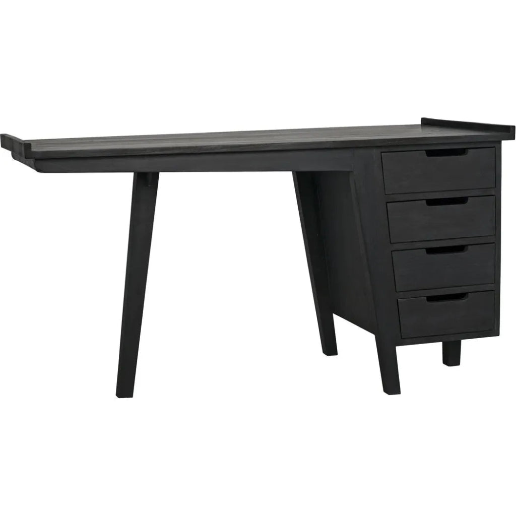 Kennedy Desk, Black Home Office Desk Drawers - LOOMLAN - Noir - Home Office Desks