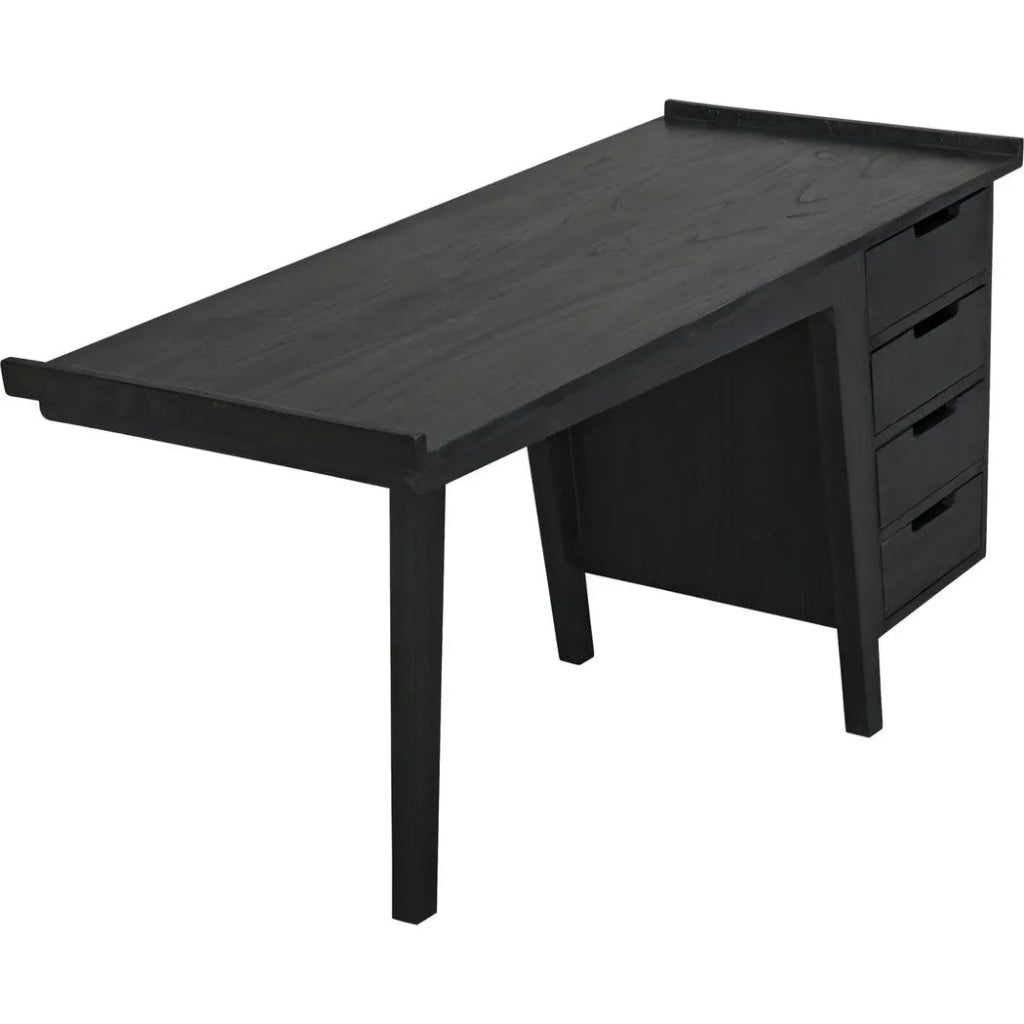 Kennedy Desk, Black Home Office Desk Drawers - LOOMLAN - Noir - Home Office Desks