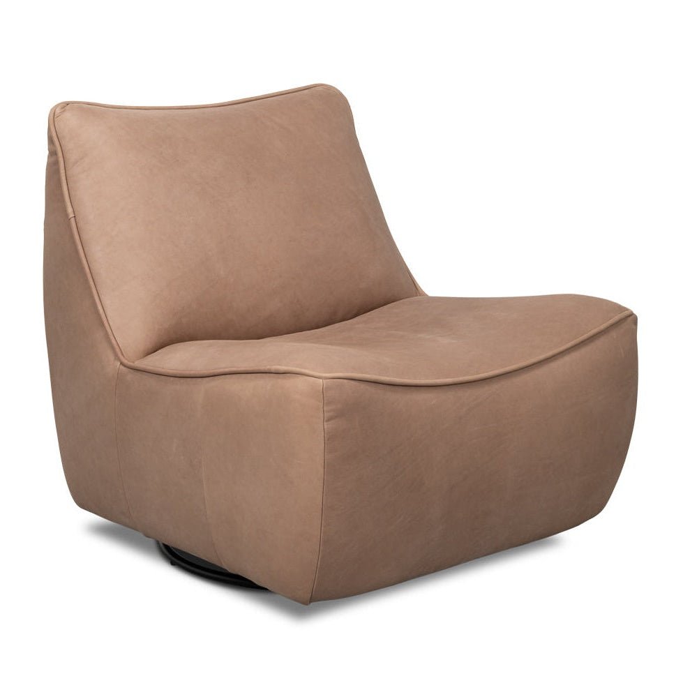 Kennett Leather Swivel Chair - LOOMLAN - Sarreid - Club Chairs