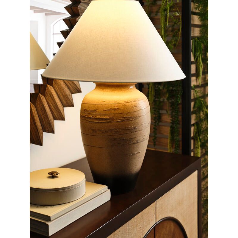 Kento Natural Japanese Clay Handcrafted Table Lamp - LOOMLAN - Table Lamps