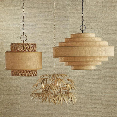 Khaki Natural Water Hyacinth Isola Chandelier - LOOMLAN - Currey & Co - Chandeliers