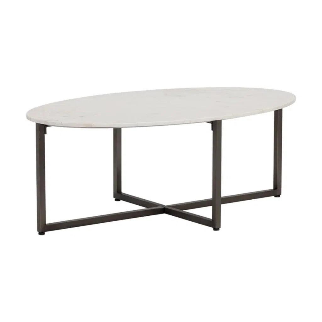 Kiara Steel Framed Marble Coffee Table - LOOMLAN - Coffee Tables