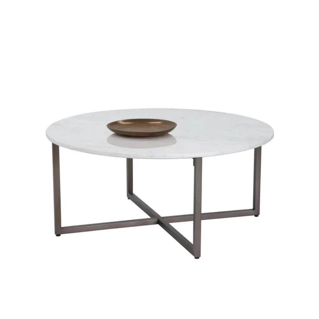 Kiara Steel Framed Marble Coffee Table - LOOMLAN - Coffee Tables