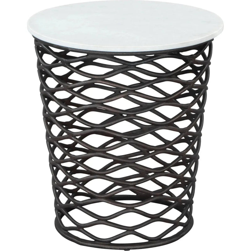 King Side Table White & Antique Black - LOOMLAN - Zuo Modern - Side Tables