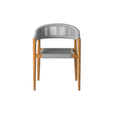 Klint Teak Stackable Rope Patio Dining Armchair 4PC - LOOMLAN - HiTeak - Outdoor Dining Chairs