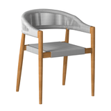 Klint Teak Stackable Rope Patio Dining Armchair 4PC - LOOMLAN - HiTeak - Outdoor Dining Chairs