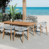 Klint Teak Stackable Rope Patio Dining Armchair 4PC - LOOMLAN - HiTeak - Outdoor Dining Chairs