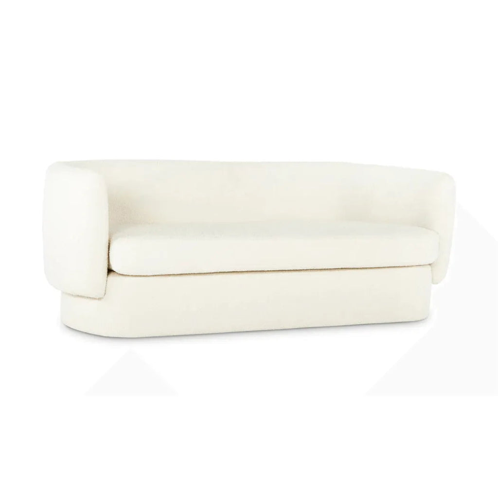 Koba Boucle White Sherpa Barrel Sofa - LOOMLAN - Moe's Home - Sofas & Loveseats