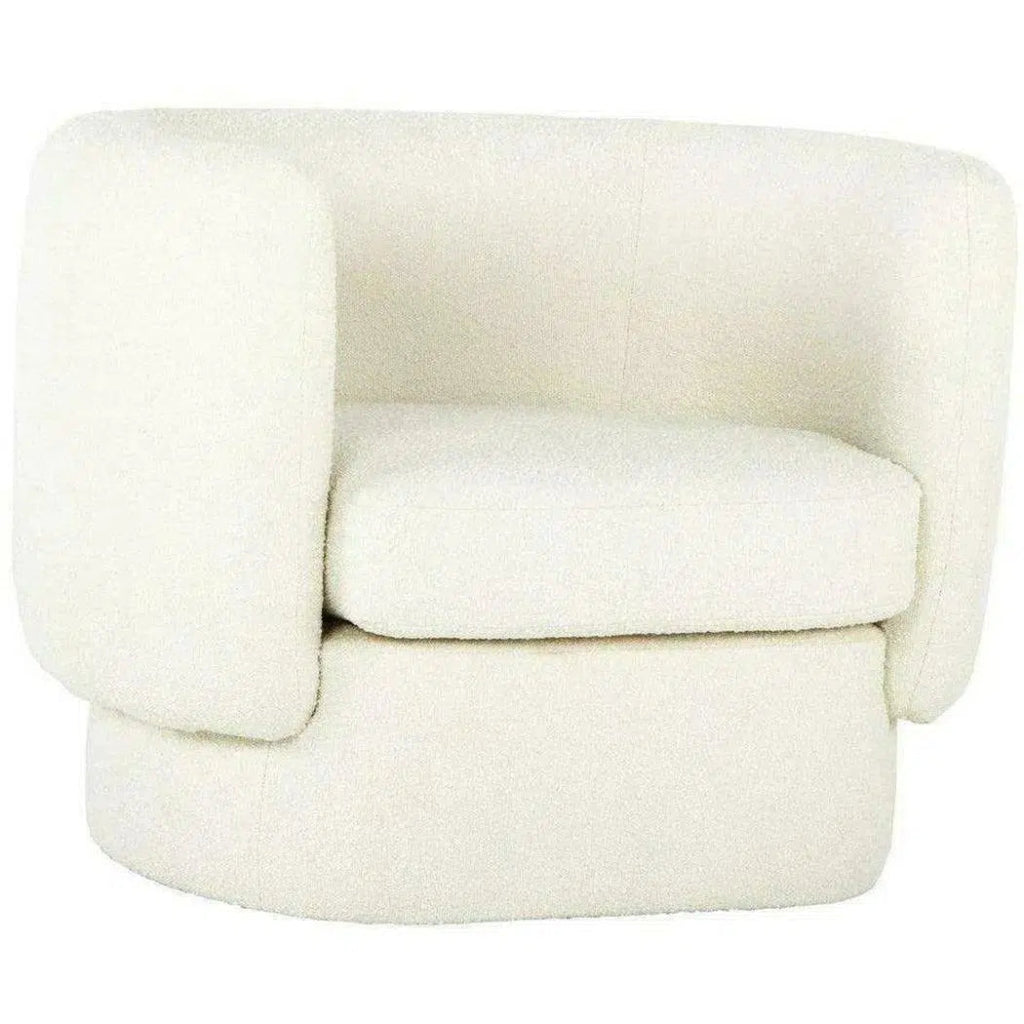 Koba Boucle White Sherpa Round Bucket Chair - LOOMLAN - Moe's Home - Club Chairs