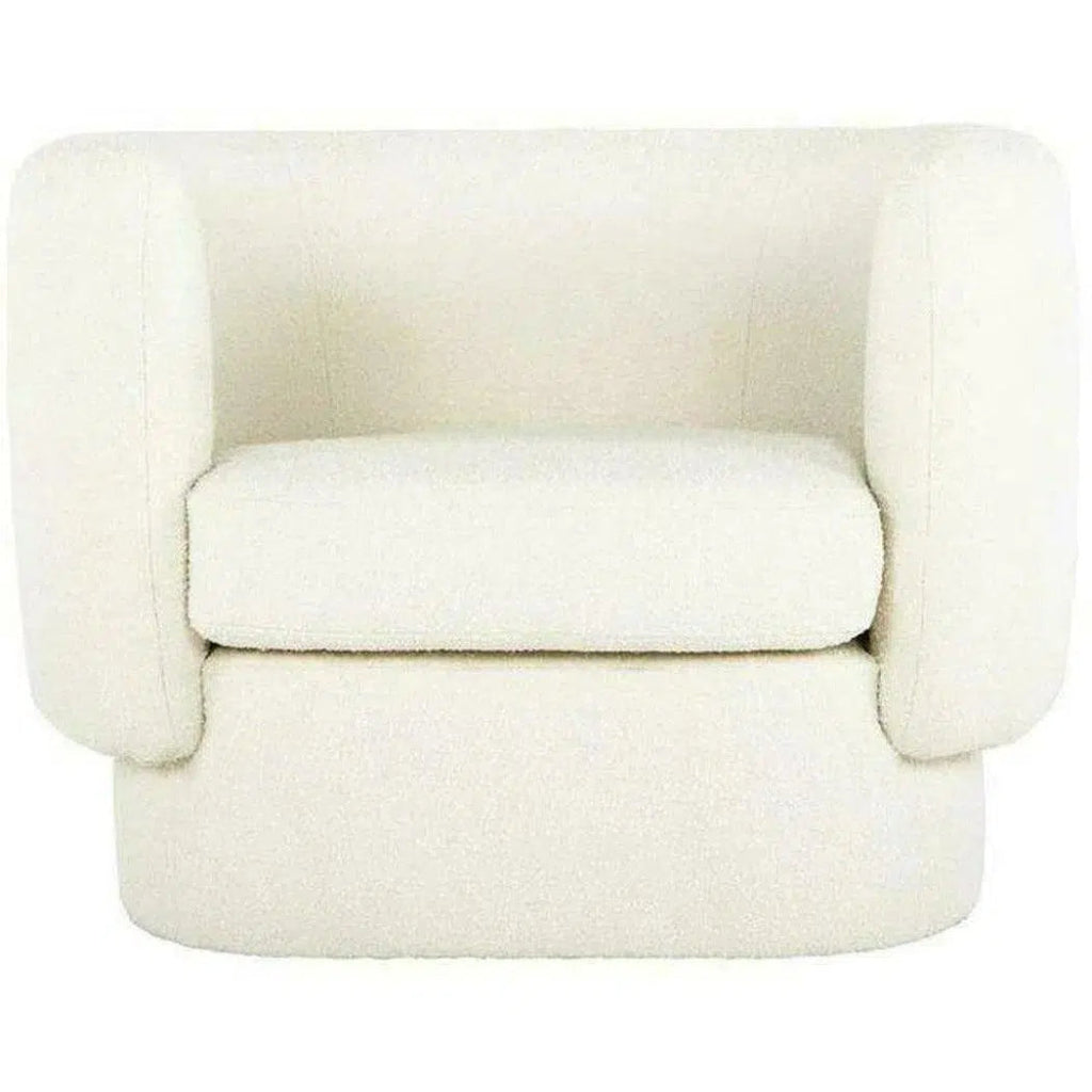 Koba Boucle White Sherpa Round Bucket Chair - LOOMLAN - Moe's Home - Club Chairs