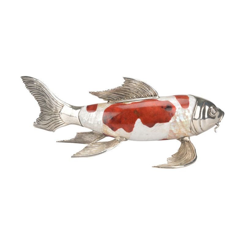 Koi Silver Plated Fish Sculpture - LOOMLAN - Chelsea House - Statues & Sculptures