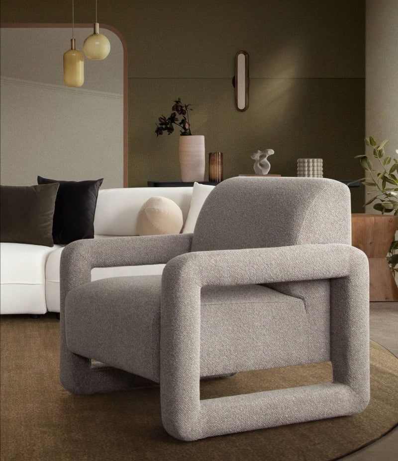 Kona Mink Fabric Open Arm Accent Chair - LOOMLAN - Diamond Sofa - Club Chairs