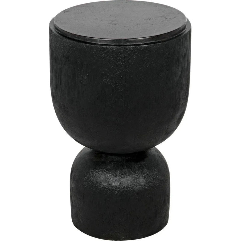 Kudoro Black Marble Round Side Table - LOOMLAN - Noir - Side Tables