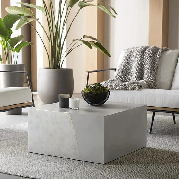 Kyson Coffee Table Silver Modern Concrete - LOOMLAN - SUNPAN - Outdoor Coffee Tables