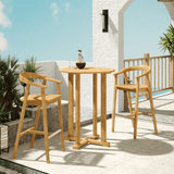 La Costa Teak Patio Round Bar Dining Set 3PC - LOOMLAN - HiTeak - Outdoor Dining Sets