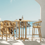 La Costa Teak Patio Round Bar Dining Set 3PC - LOOMLAN - HiTeak - Outdoor Dining Sets