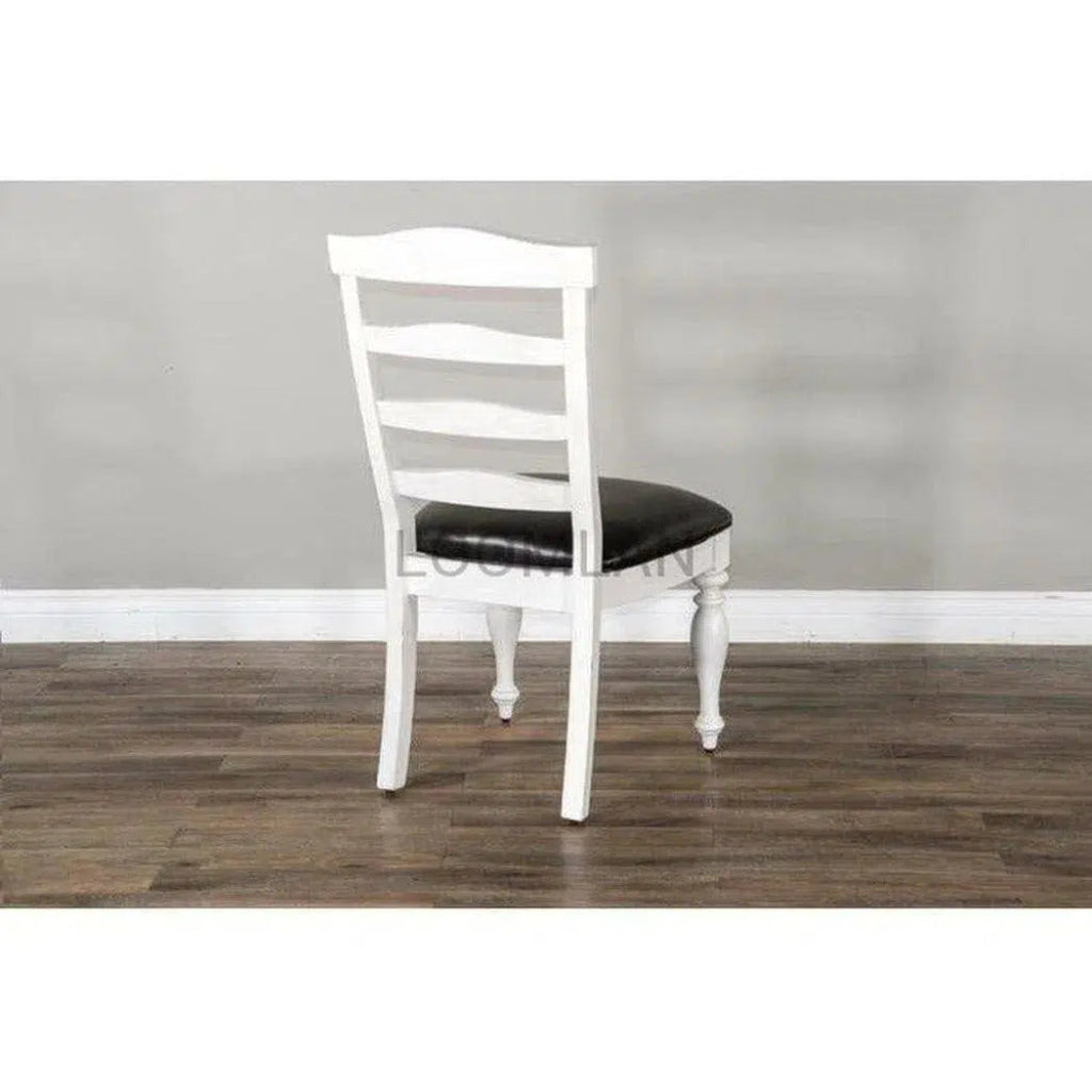 Ladderback Dining Chair Leather Seat Set - LOOMLAN - Sunny D - Dining Chairs