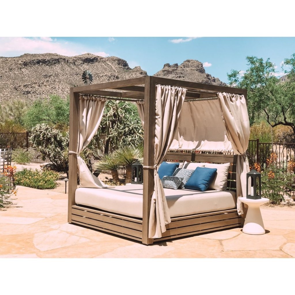 Laguna Canvas Flax Sunbrella Resort Outdoor King Daybed - LOOMLAN - Sunset West - Outdoor Daybeds