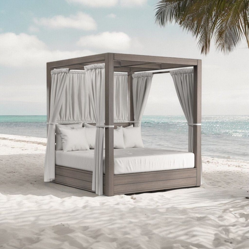 Laguna Canvas Flax Sunbrella Resort Outdoor King Daybed - LOOMLAN - Sunset West - Outdoor Daybeds