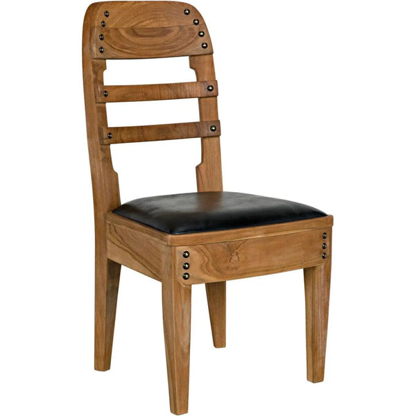 Laila Chair, Teak with Leather - LOOMLAN - Noir - Dining Chairs