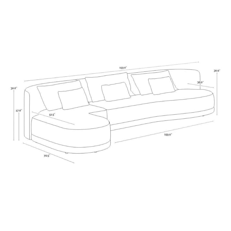Laken Fabric Sofa Chaise - LOOMLAN - SUNPAN - Modular Sofas