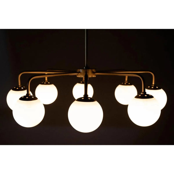 Larenta Metal & Glass Chandelier Antique Brass - LOOMLAN - Noir - Chandeliers